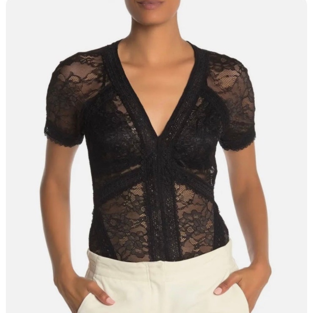 Size small BCBG MAXAZRIA Black lace shirt